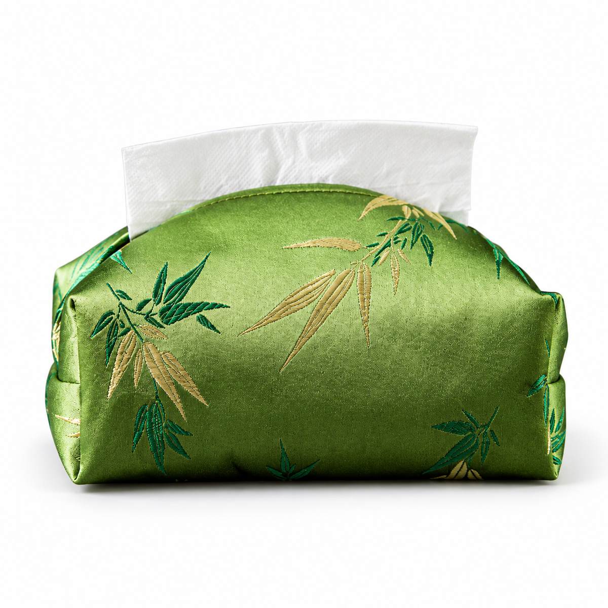 Green Bamboo Leaf Brocade Tissue Cover