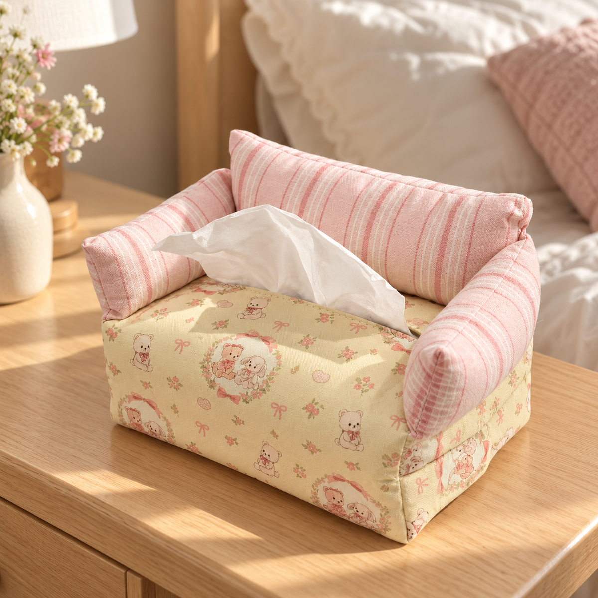 Pink Sofa-Shaped Tissue Box Cover