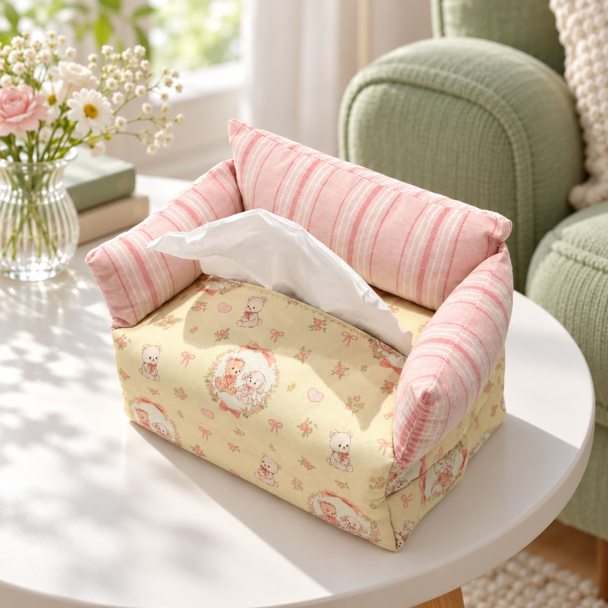 Pink Sofa-Shaped Tissue Box Cover