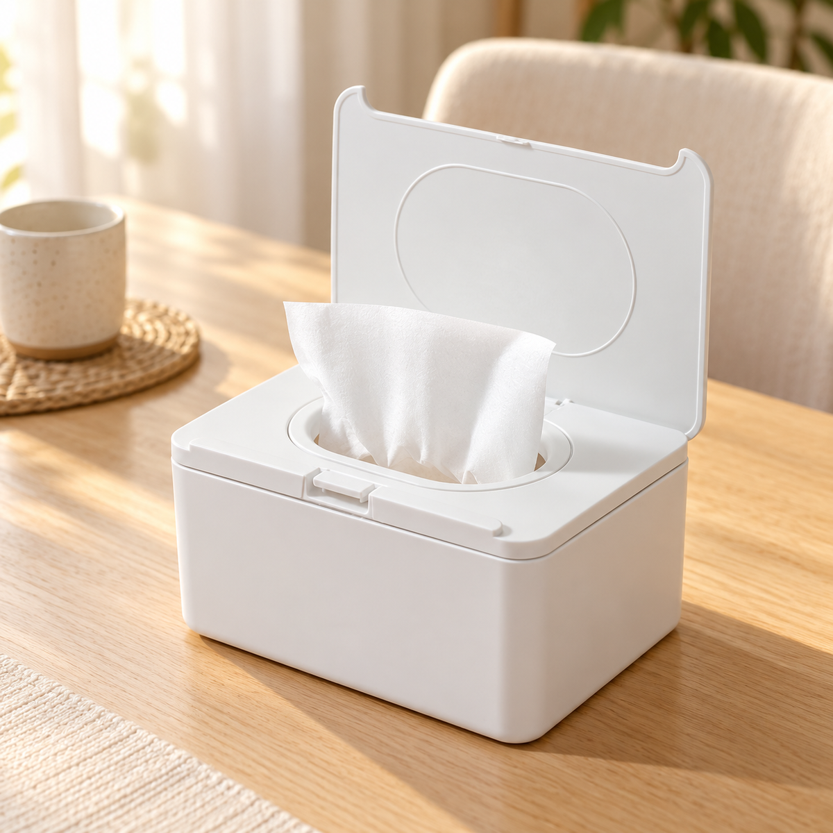 White Tall One-Touch Tissue Storage Box