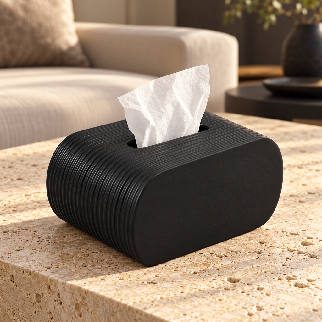 TP15-2 Black Ceramic Tissue Box