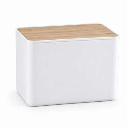White Bamboo Wood-Grain Tissue Storage Box