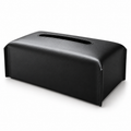 Elegant Black Leather Tissue Box Cover