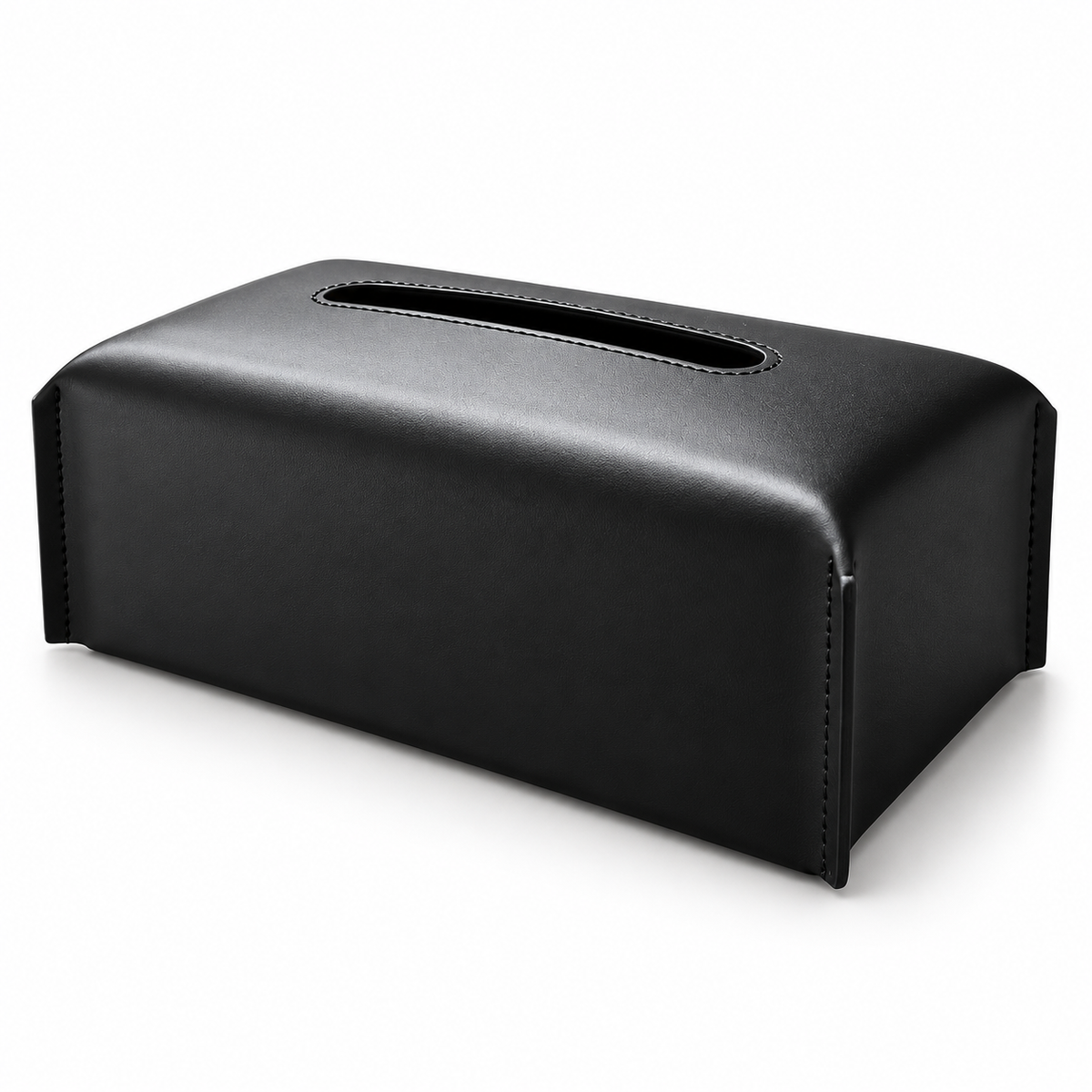 Elegant Black Leather Tissue Box Cover