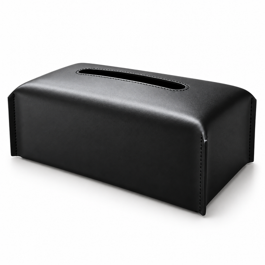 Elegant Black Leather Tissue Box Cover