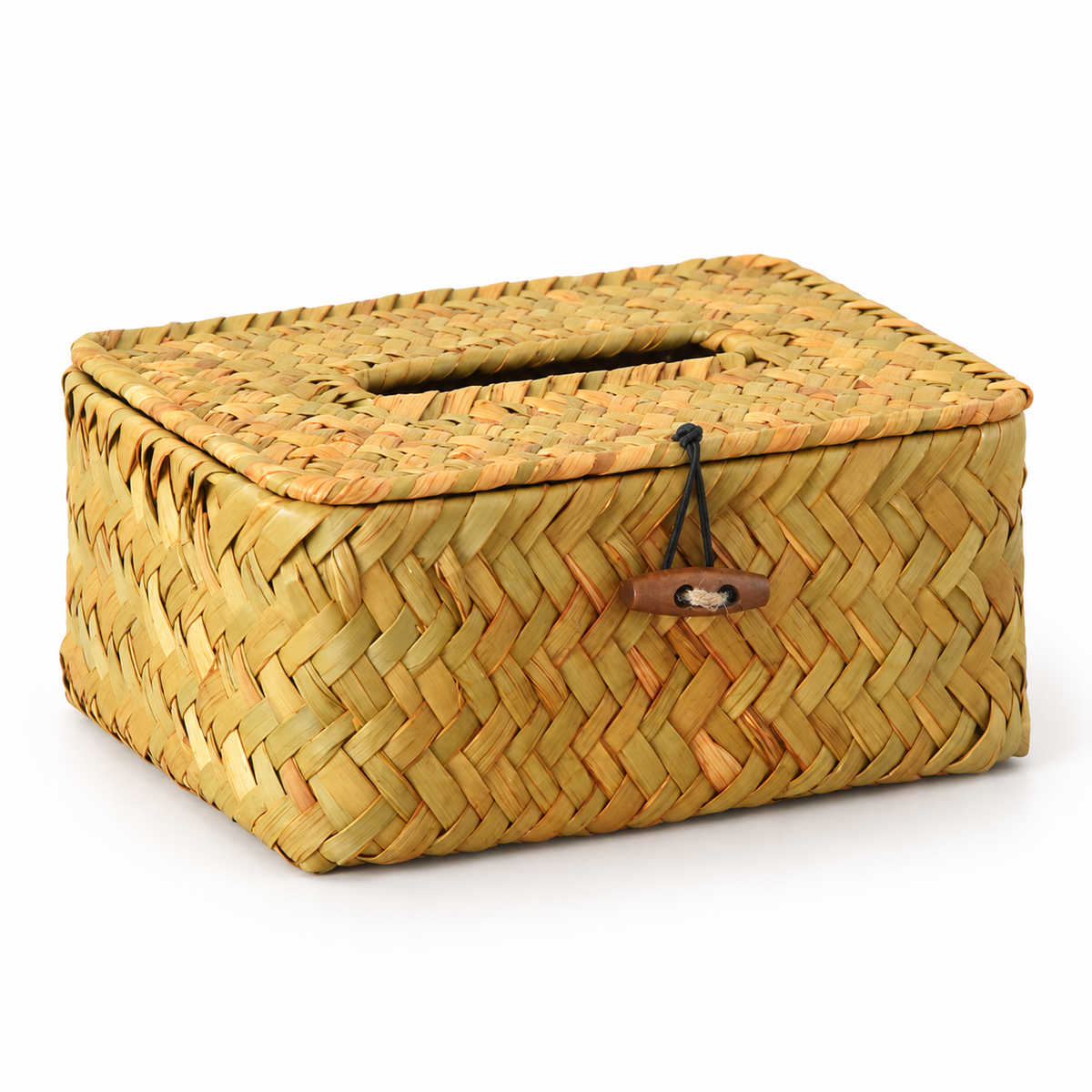Handwoven Grass Tissue Box with Lid