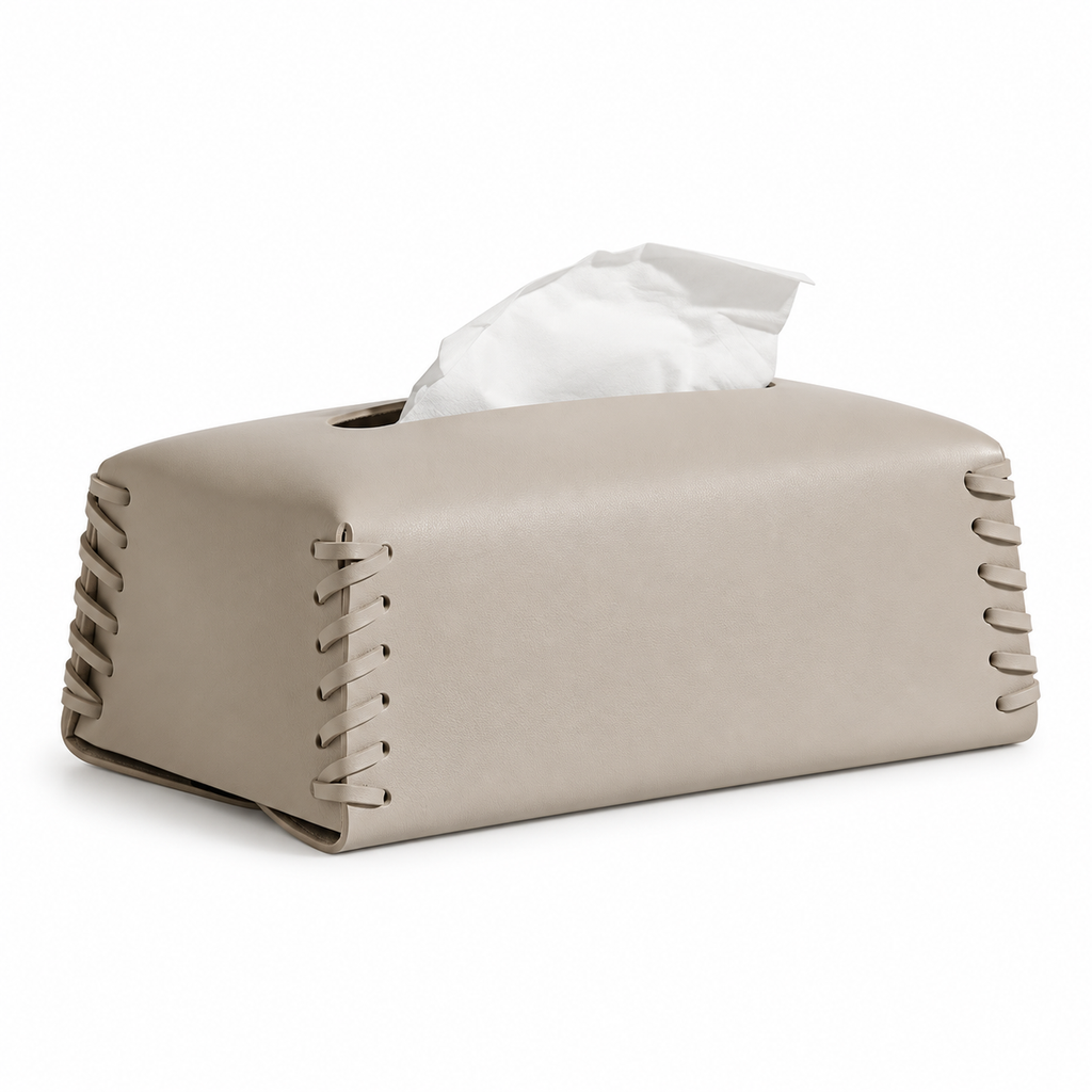 Mousse Gray Leather Tissue Box Cover