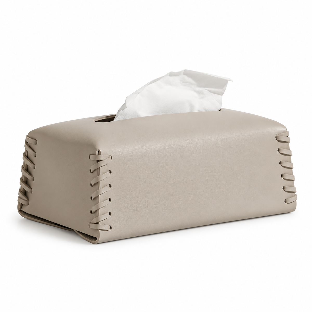 Mousse Gray Leather Tissue Box Cover