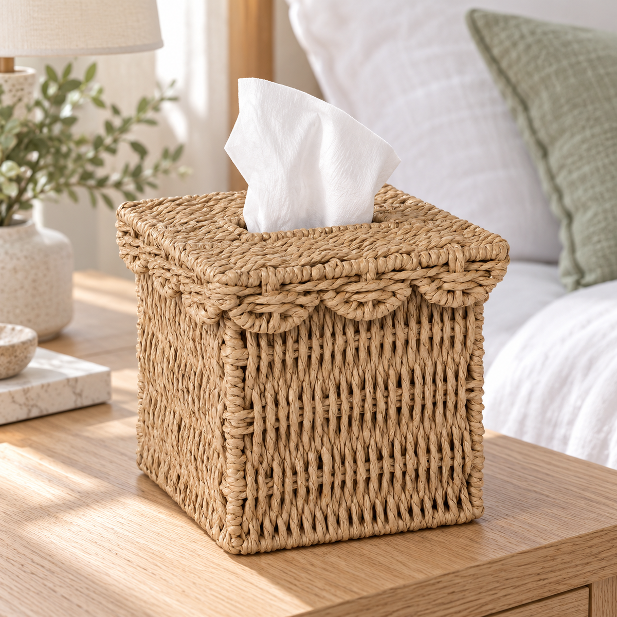 Camel Woven Paper Rope Tissue Box